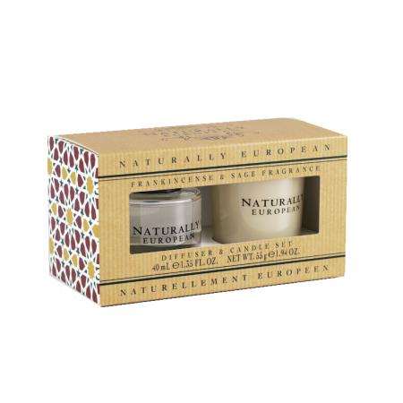 Naturally European Mini Diffusser & Candle Set Diffuser 45ml & Candle 55g Frankincense & Winter Sage
