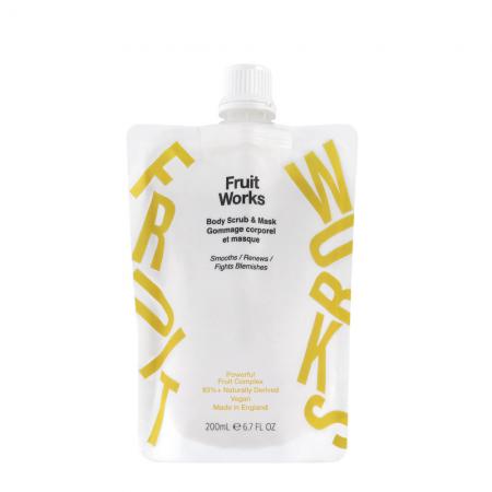 New Vegan Fruit Works Body Scrub & Mask - 200ml Pouch With Spout