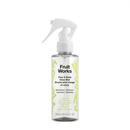 New Vegan Fruit Works Face & Body Glow Mist - 150ml Bottle With Trigger Action Spray