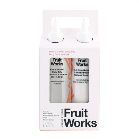 New Vegan Fruit Works Fruit Works Cleanse & Hydrate Duo - 200ml Bath & Shower Body Shower Jelly & 200ml Body Glow Hydrator
